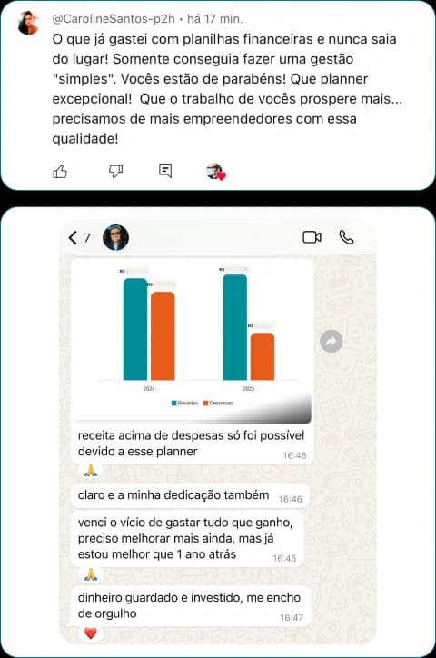 Depoimento — controle de gastos no app