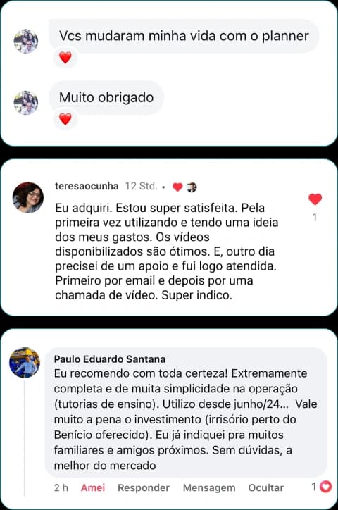 Depoimento — planejamento de metas