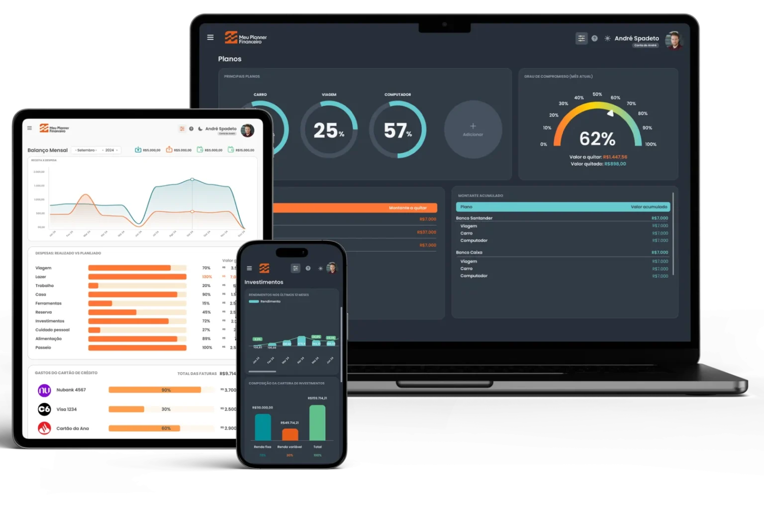Plataforma rodando em desktop e celular